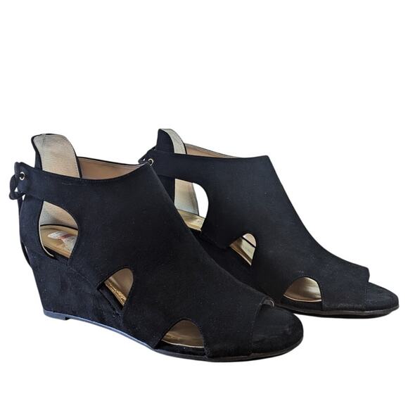 Thalia Sodi Women's Black Adraf Wedges with box Size 8.5 Open Toe Heels Cut Outs - Picture 1 of 16